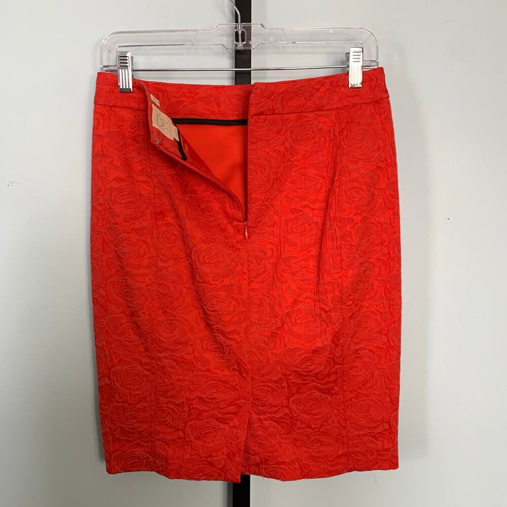 Anthropologie Coral-Orange Textured Pencil Skirt - Picture 7 of 9